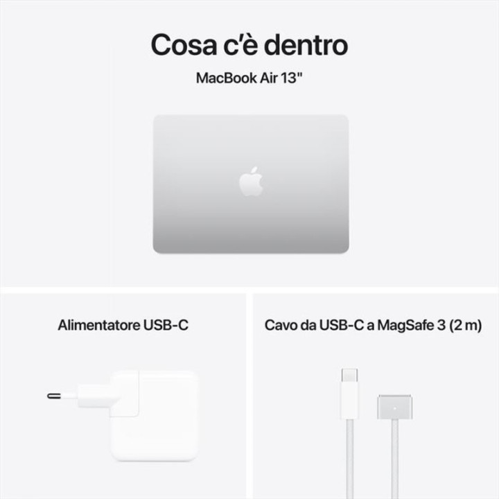 Apple MacBook Air 2025 13" 512GB M4 10C/10G 24GB Argento MC654T/A