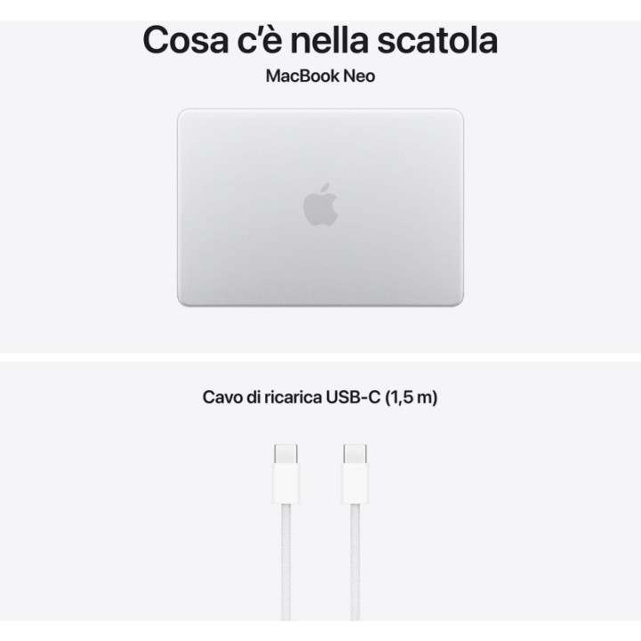Apple MacBook Neo 2026 13" A18 Pro 8GB Ram 256GB Argento MHFA4T/A